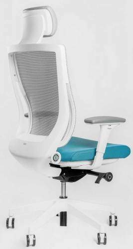Ортопедическое кресло Falto Trium Белое с синим сиденьем